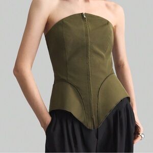 Ontre Strapless Olive Green Corset Top